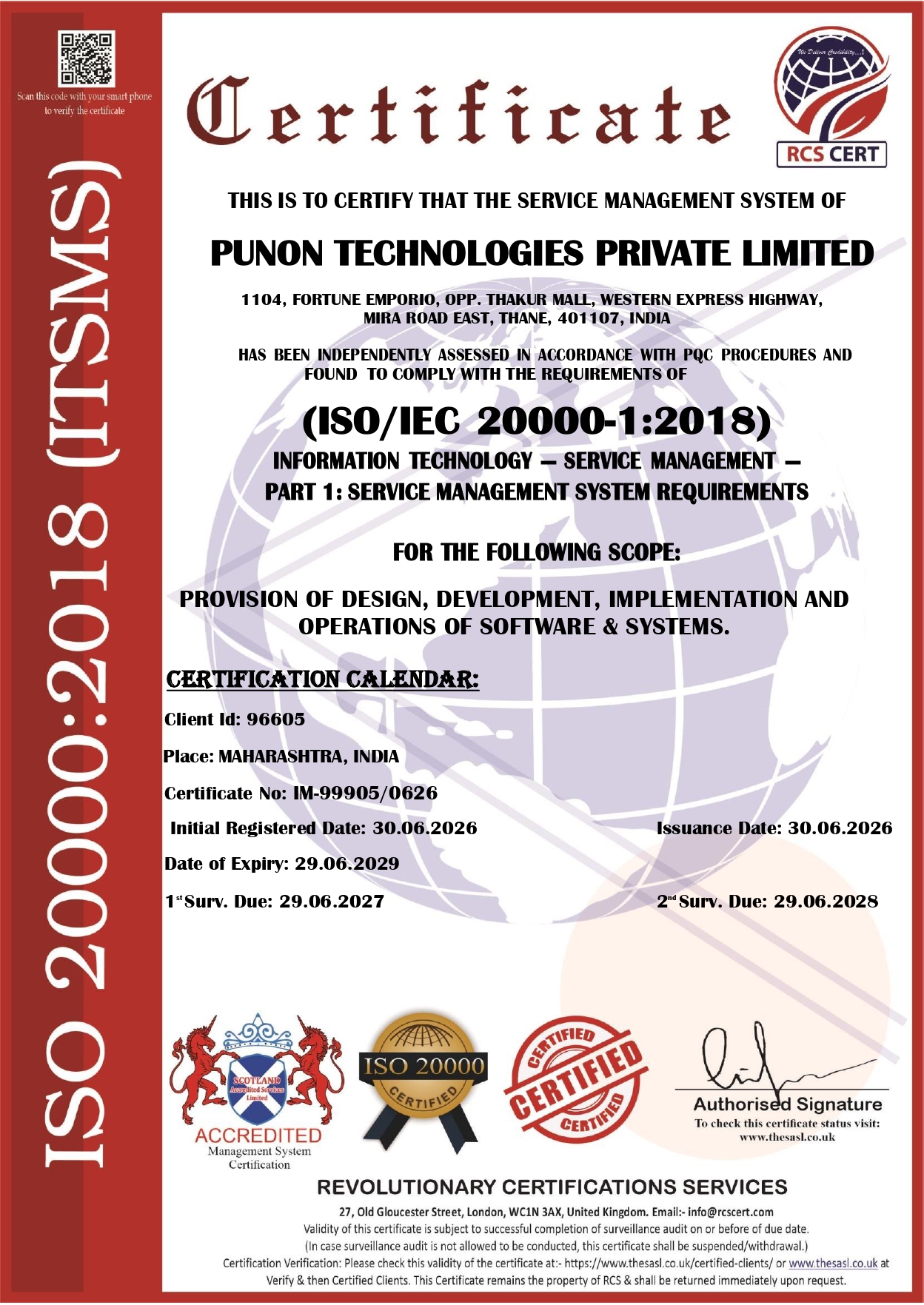 ISO/IEC 20000-1:2018 certificate