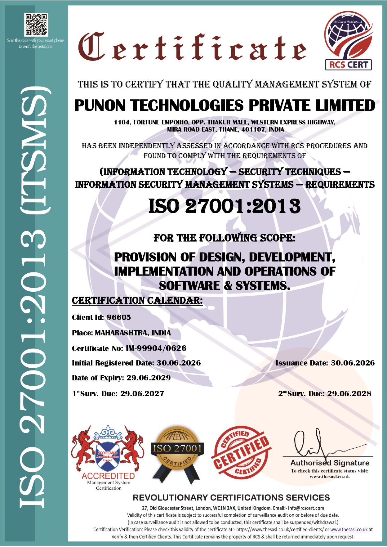 ISO/IEC 27001 certificate