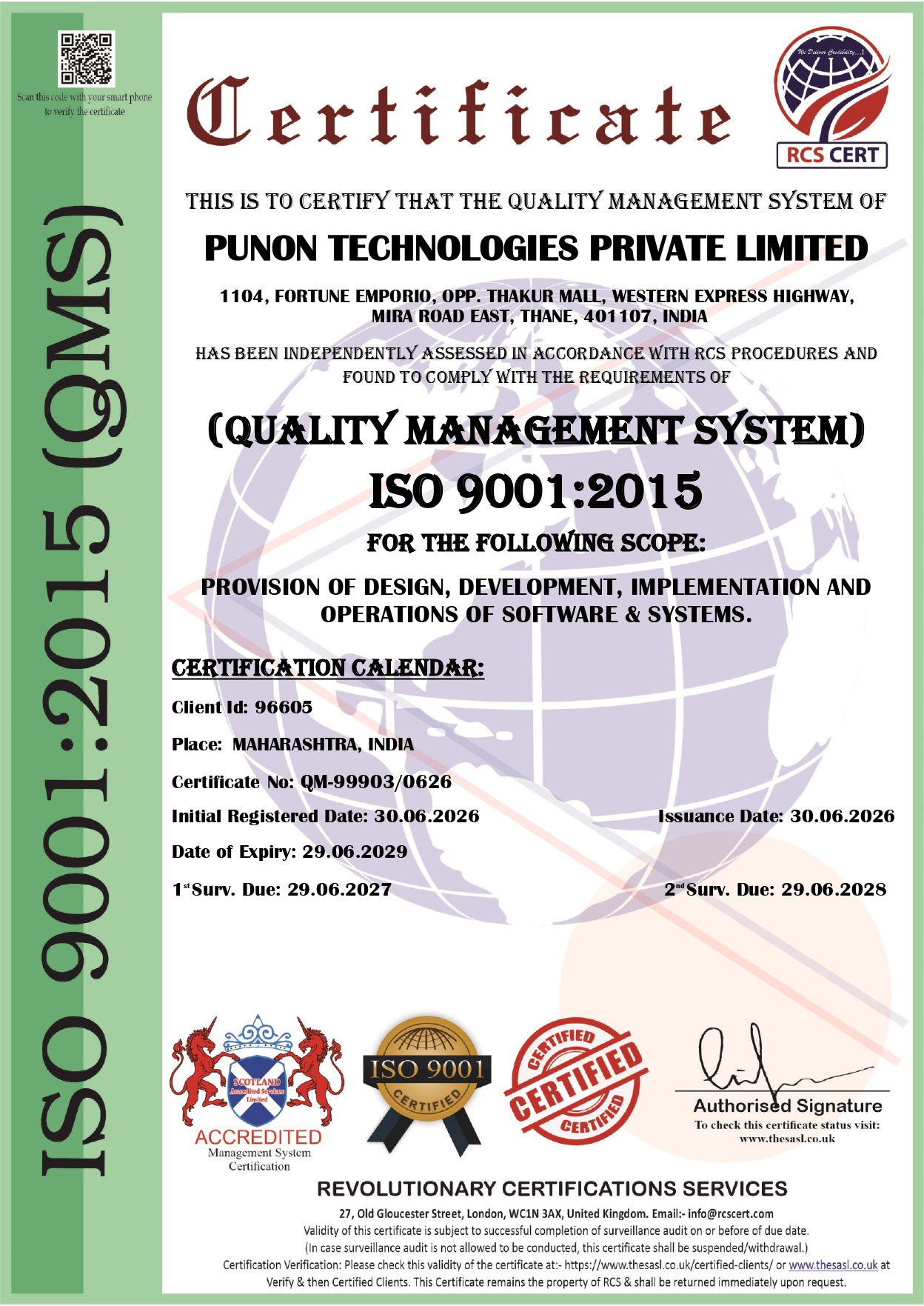 ISO 9001:2015 certificate